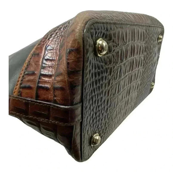 Brahmin Duxbury Leather Brown Croc Embossed Leather Dome Satchel Shoulder bag - Picture 3 of 8